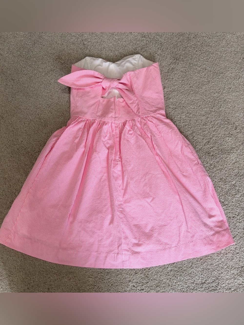 NWOT Lilly Pulitzer Seersucker Richelle Strapless Dress Pink White Stripe Size 0 - Picture 6 of 15